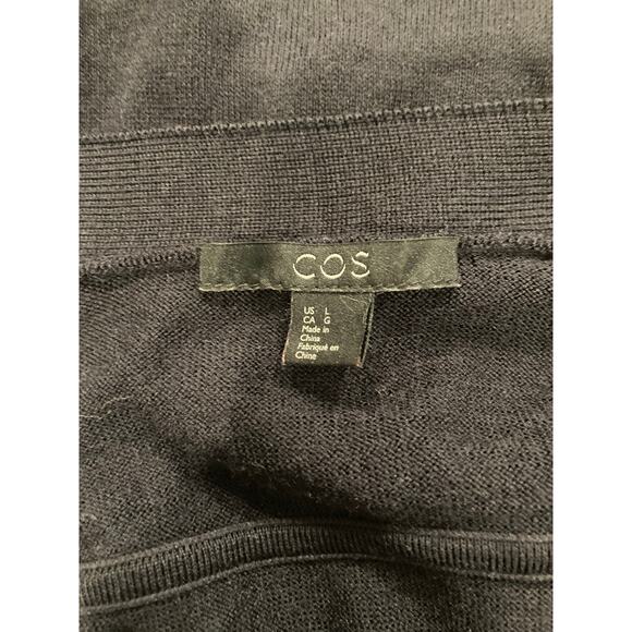 COS Navy Blue 100% Wool Oversized Cardigan Sweater Sz Large Pockets Buttons - Picture 6 of 8